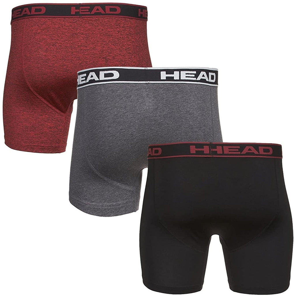 HEAD Mens Performance Underwear - 3-Pack Stretch Performance Boxer Briefs Breathable No Fly Up to Size 5X