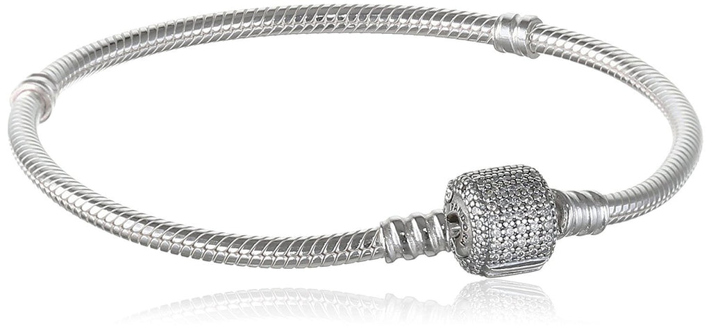 590723CZ-21 Pandora Sterling Silver Barrel Clasp Bracelet with Clear CZ 8.3"