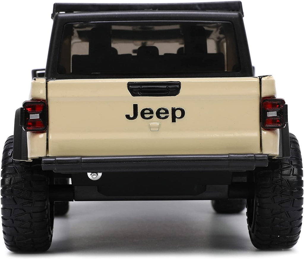 Just Trucks 1:24 2020 Jeep Gladiator Die-cast Car Tan with Tire Rack, Toys for Kids and Adults