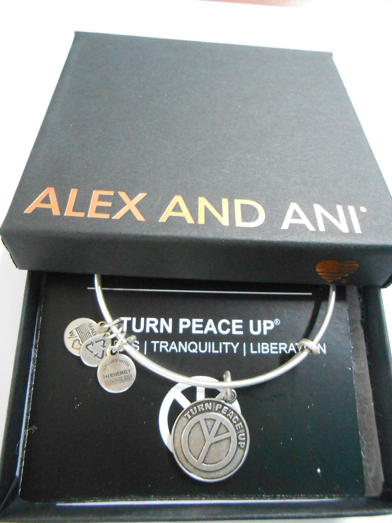 Alex and Ani Bangle Bar "Turn Peace Up" Rafaelian Expandable Bracelet