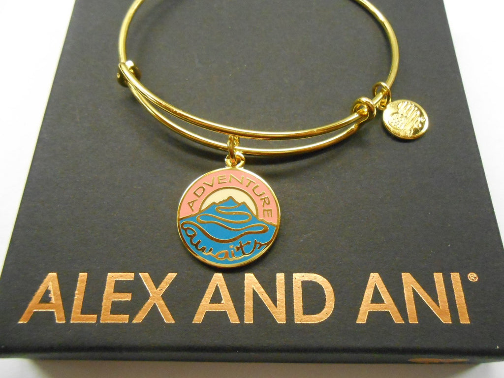 Alex and Ani Women's Words are Powerful, Adventure Awaits Bracelet, Shiny Gold, Expandable