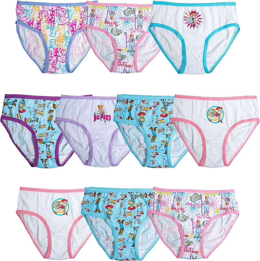 Disney Pixar Girl's 100% Cotton 7-Pack and 10-Pack Underwear in Sizes 2/3T,4T, 4, 6, and 8, Toy Story G 10p