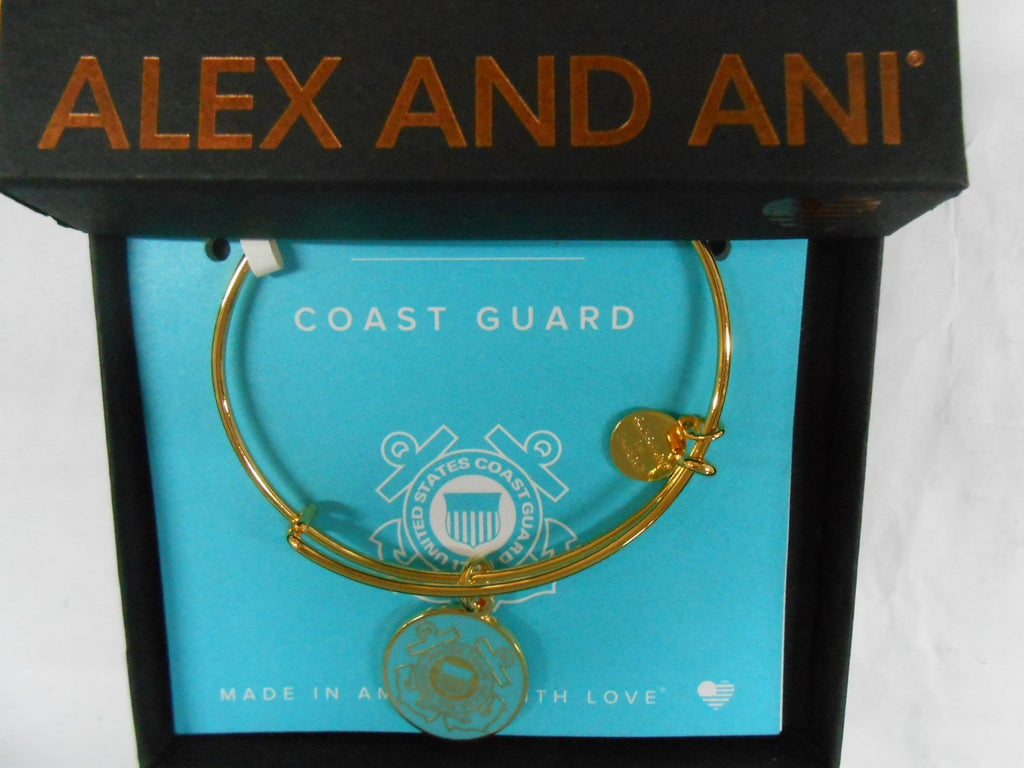 Alex and Ani Armed Forces US Coast Guard Expandable Wire Bangle Charm Bracelet