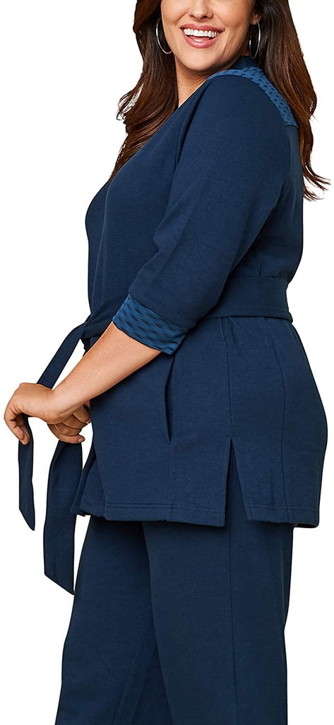 Seek No Further by Fruit of the Loom Women's Plus Size Â¾ Sleeve Stretch Tie Jacket