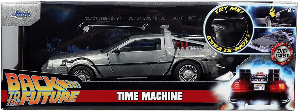 Jada Toys Back to The Future Part I 1:24 Time Machine Die-cast Car Light Up Feature, Toys for Kids and Adults