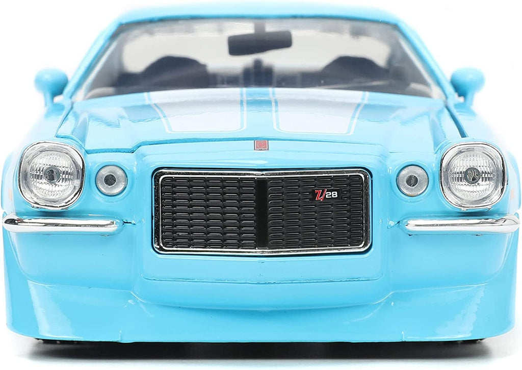 1971 Chevy Camaro Z/28 Light Blue with White Stripes Bigtime Muscle Series 1/24 Diecast Model Car by Jada 34201