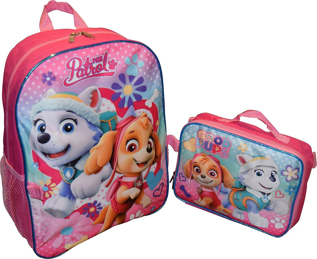 Paw Patrol Girls 15 Inch Backpack with Lunch Kit - Skye and Everest to the Rescue