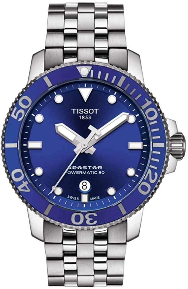 Tissot Men's Seastar 660/1000 Swiss Automatic Stainless Steel Strap, Grey, 21 Casual Watch (Model: T1204071104100)
