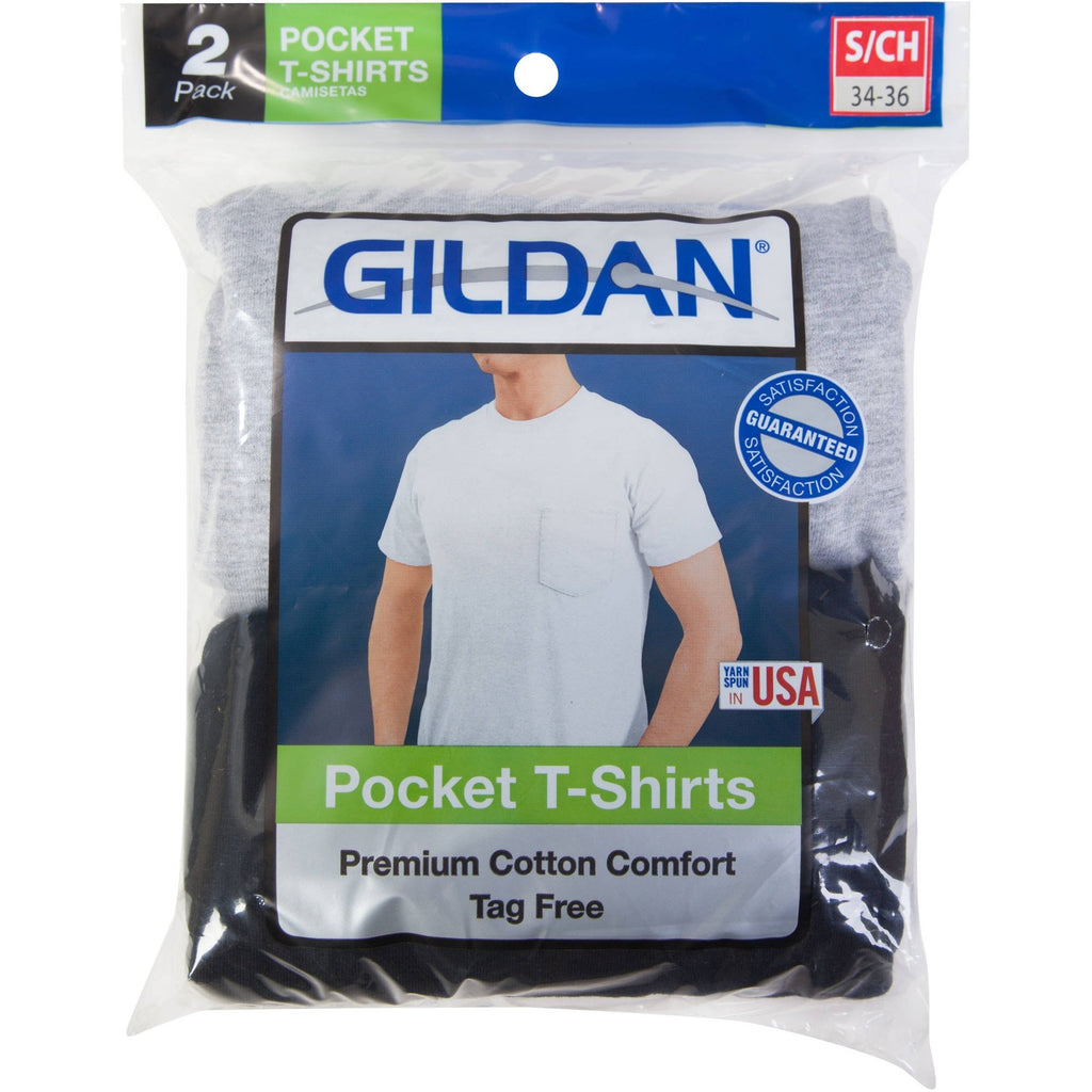 Gildan Pocket T-shirts 6-pack Men's Black and Gray Crew Neck M-XL