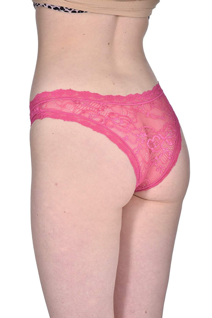 Elle Women's Lace Tanga Panties - Premium Quality 6-Pack 100% Nylon with Lace Leg Openings