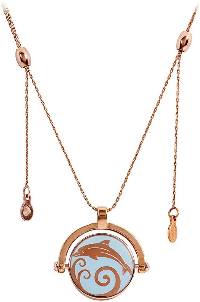 Alex and Ani Women's Color Infusion, Dolphin & Sand Dollar Necklace, Shiny Rose, Expandable