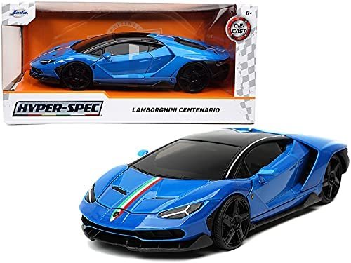 Diecast Car w/Display Case - Lamborghini Centenario, Blue - Jada Toys 32714 - 1/24 Scale Diecast Model Toy Car