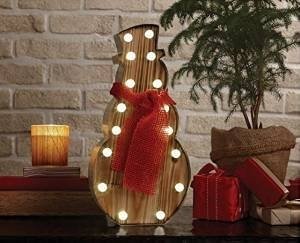 20" Metal LED Marquee Snowman Sign with Red Scarf