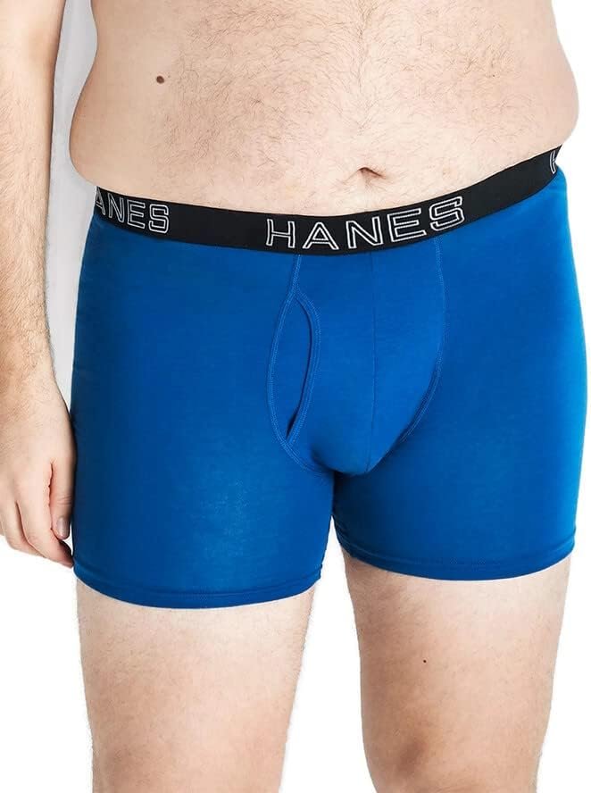 Hanes® Ultimate X-Temp Total Support Pouch Long Leg Boxer Briefs - 4 Pack  (Small) Blue/Black at  Men's Clothing store