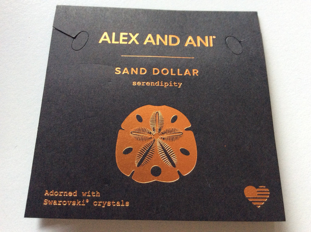 Alex and Ani Sand Dollar III Bangle Bracelet Rose Gold Tag Box Card