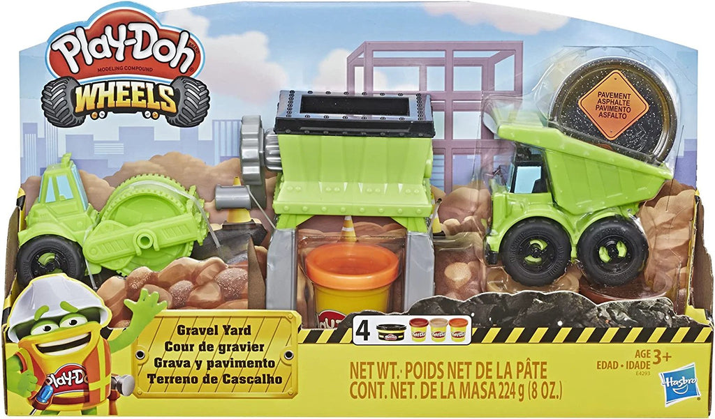 Play-Doh Wheels Gravel Yard Construction Toy with Non-Toxic Pavement Buildin' Compound Plus 3 Additional Colors