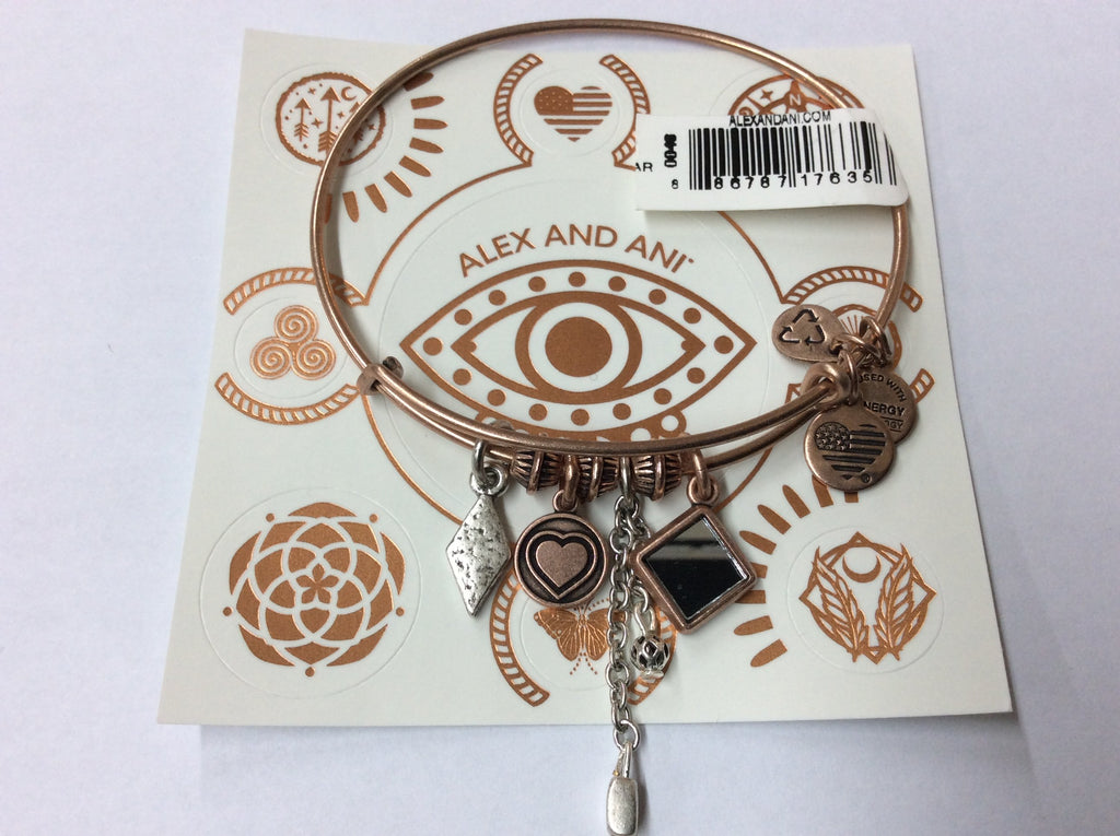 Alex and Ani Women's Love Cluster Charm Bangle Two Tone, Rafaelian Rose Gold