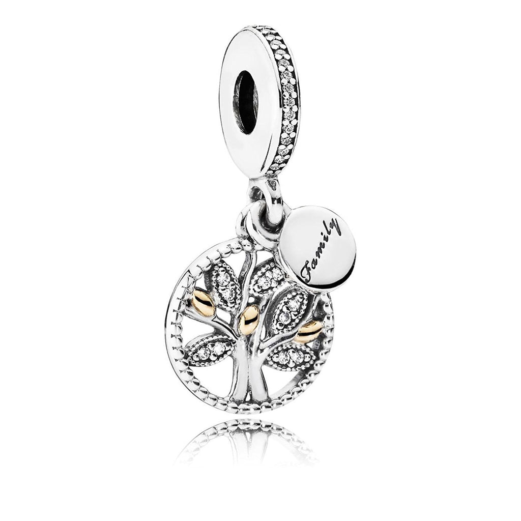 Pandora Women's Bead Pendant Silver and Gold 791728CZ Female Family Tree zircons, Silver