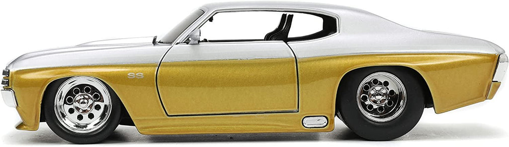 Big Time Muscle 1:24 1971 Chevy Chevelle SS Die-cast Car Silver/Gold, Toys for Kids and Adults