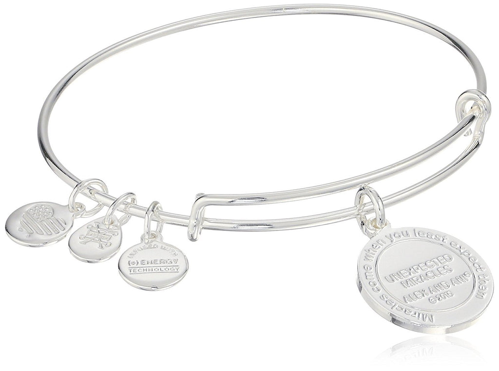 Alex and Ani Art Infusion Unexpected Miracles Expandable Rafaelian Shiny Silver Bangle Bracelet