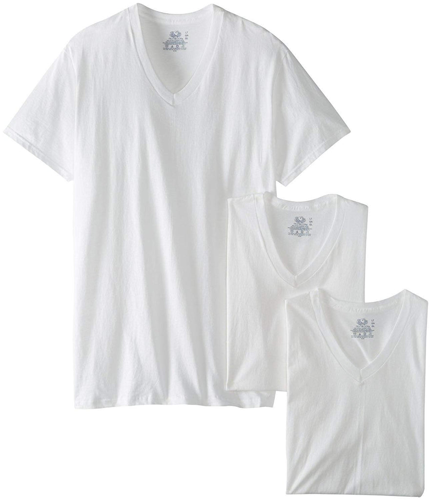 Fruit of the Loom New White Tall Man 3 V-Necks Tee Shirts