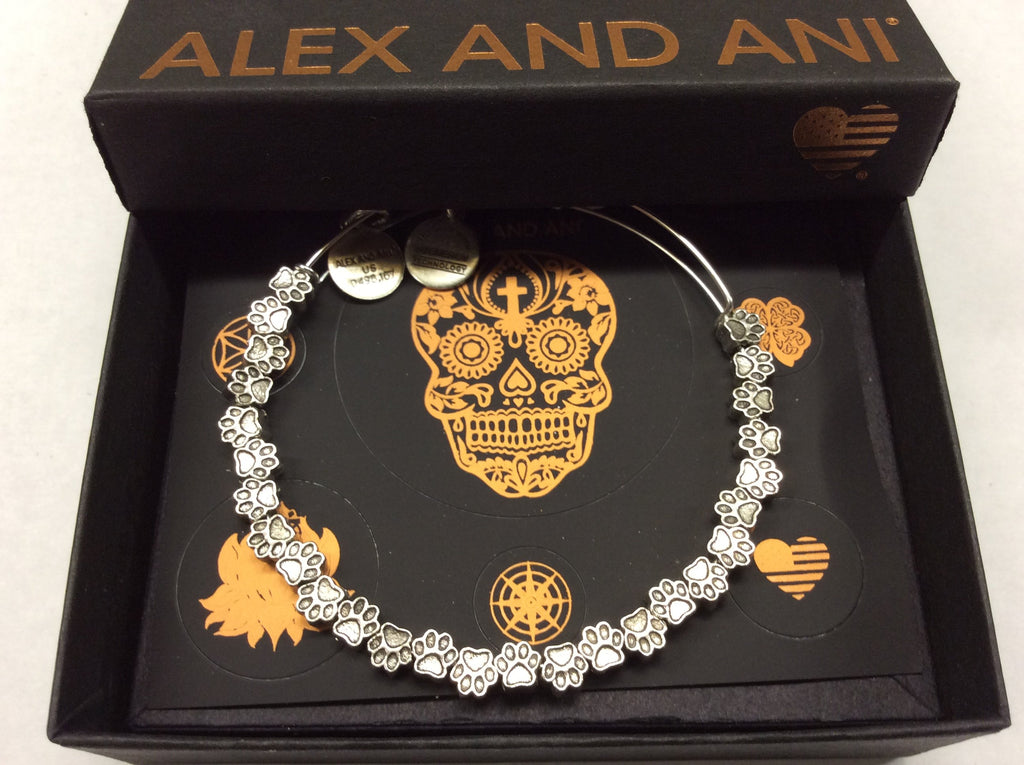 Alex and Ani Womens Paw Print Beaded Bangle