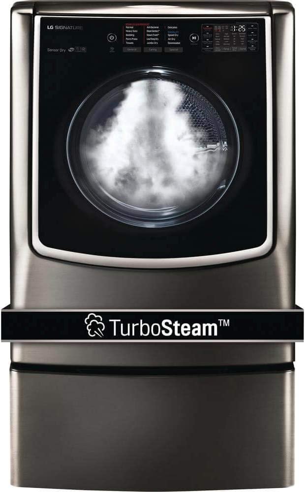 LG DX9501K SIGNATURE 9.0 Mega Capacity TurboSteam Gas Dryer in Black Stainless Steel