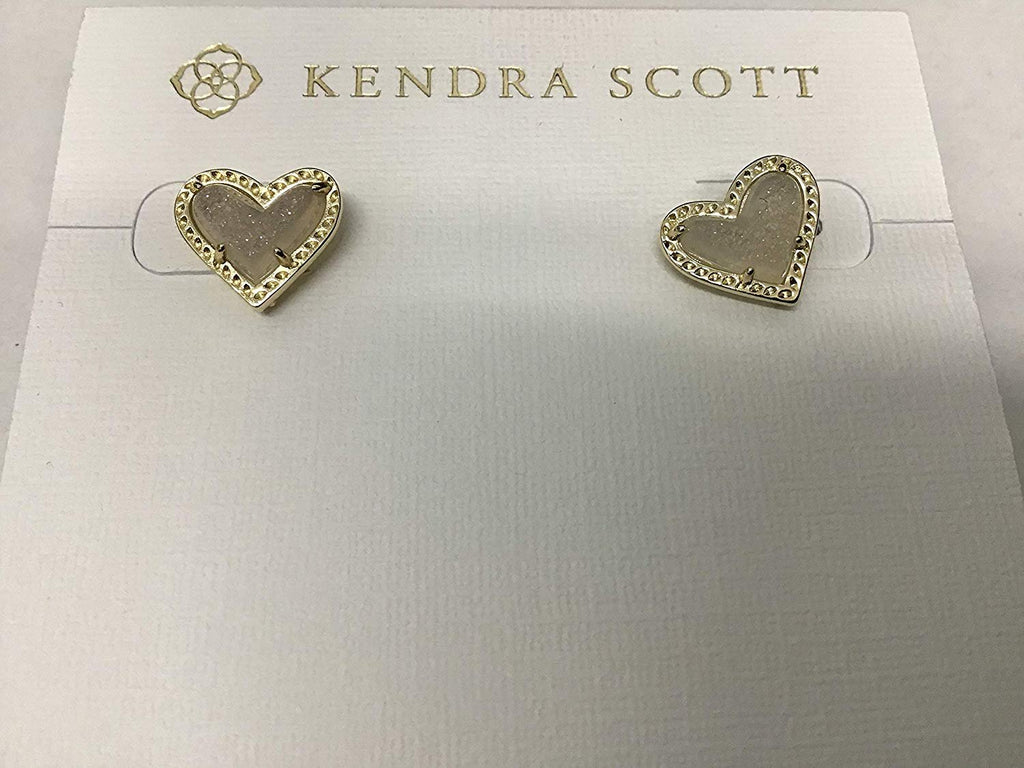 Kendra Scott Ari Heart Stud Earrings in Gold Iridescent Drusy