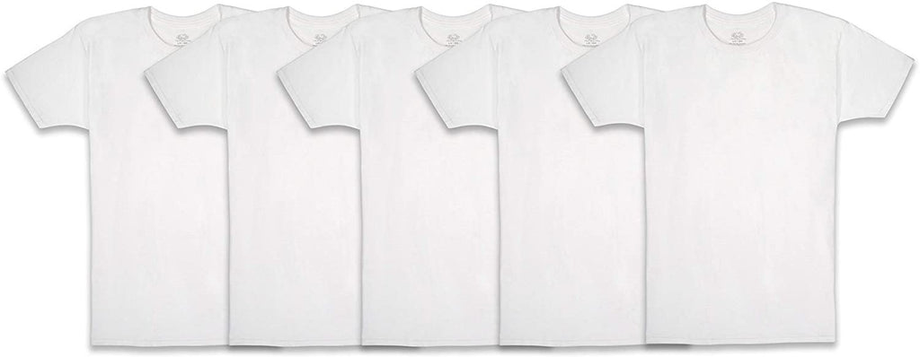 Fruit of the Loom Boys' Cotton White T Shirt, White, Large (Pack of 5)