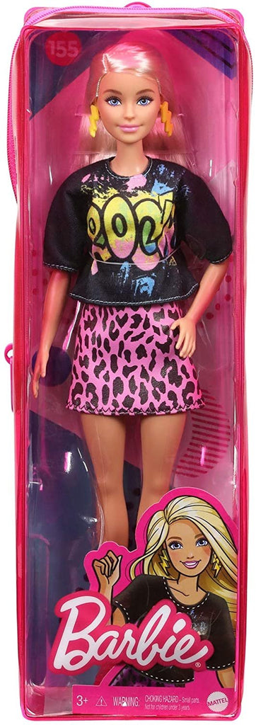 Barbie Fashionistas Doll #155 with Blond Hair with Rock Tee and Skirt, Toy for Kids 3 to 8 Years Old