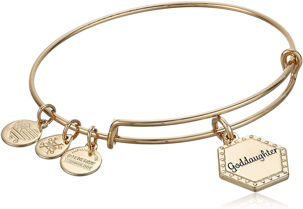 Alex and Ani Because I Love You Goddaughter IV EWB, SAG, Shiny Antique Gold, Expandable (A20BILY09SAG)