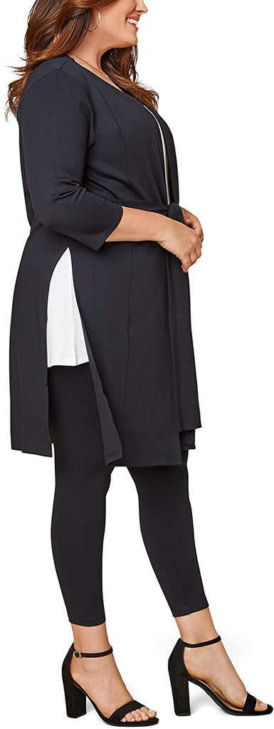 Seek No Further by Fruit of the Loom Women's Plus Size Ponte Open Front Long Cardigan