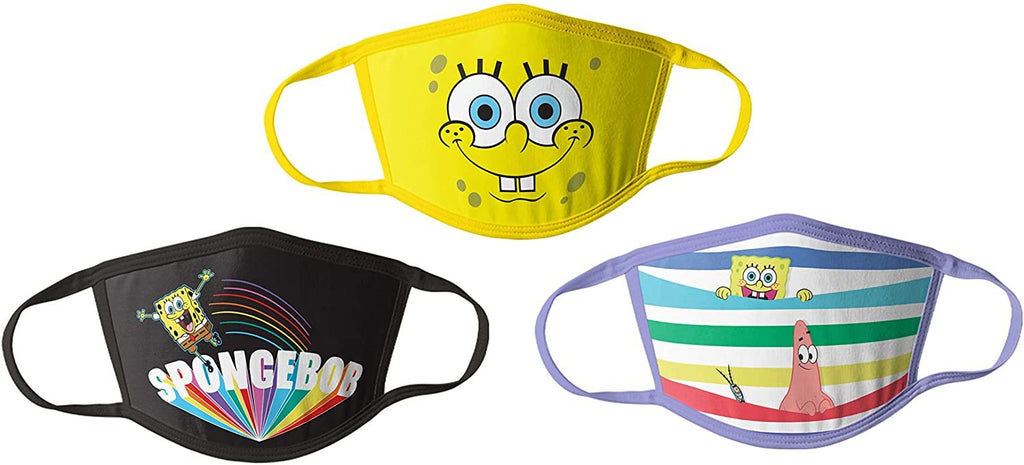 Spongebob Kids Cloth Face Masks Pack of 3 Multipack Washable Reusable Non-Medical