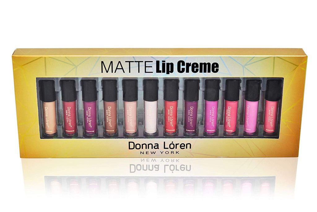 Donna Loren Matte Lip Crème Cream 12-Pack Value Cruelty Free Quality Lip Gloss in Gift Pack