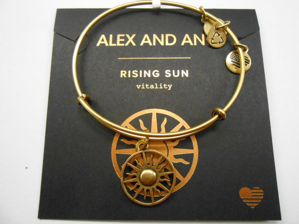 Alex and Ani Women's Rising Sun Charm Bangle Bracelet, Rafaelian Gold, Expandable