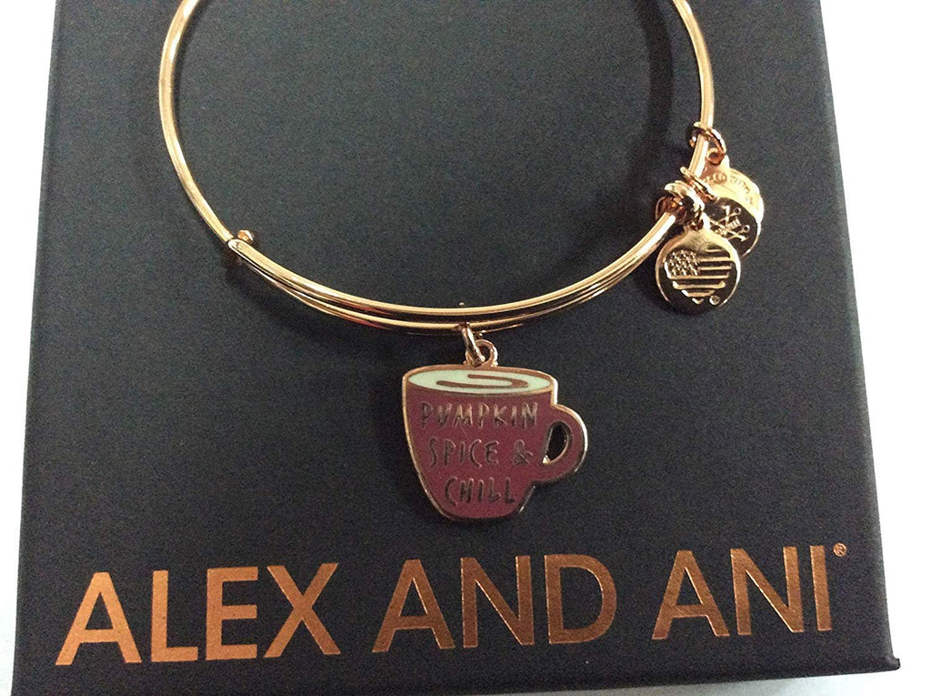 Alex and Ani Women's Color Infusion Pumpkin Spice and Chill Charm Bangle, Shiny Rose Gold