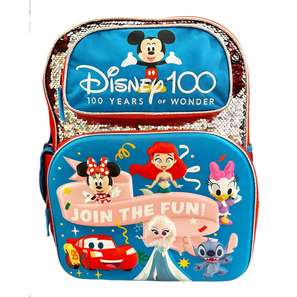 3D Moldled Magic Sequins Mickey 100 Year Of Wonder 12" Toddler Backpack