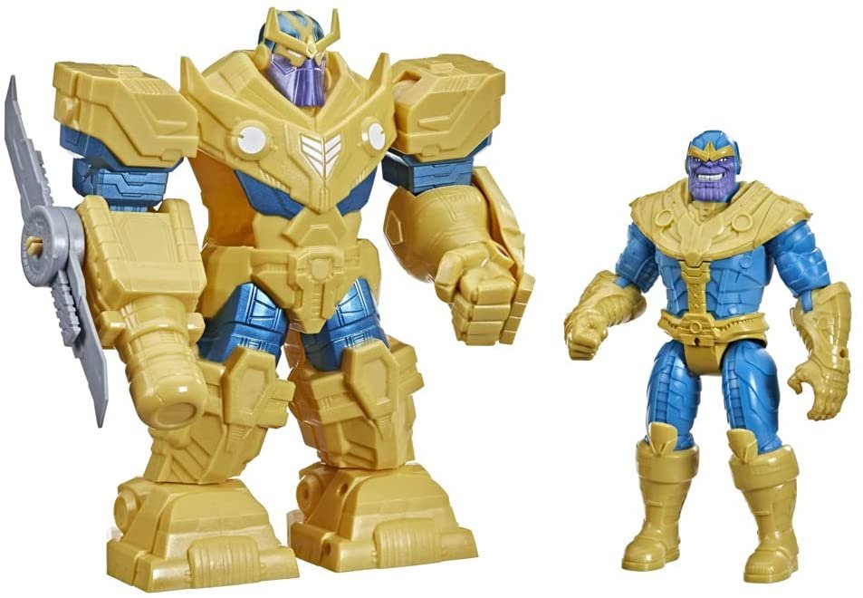 Marvel Avengers Mech Strike 17.5-cm Action Figure Toy Infinity Mech Suit Thanos and Blade Weapon for Children Aged 4 and Up