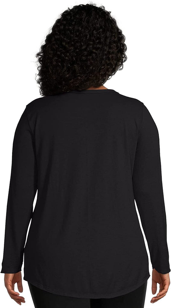 JUST MY SIZE Women's Plus Size Split Neck Long Sleeve Tee