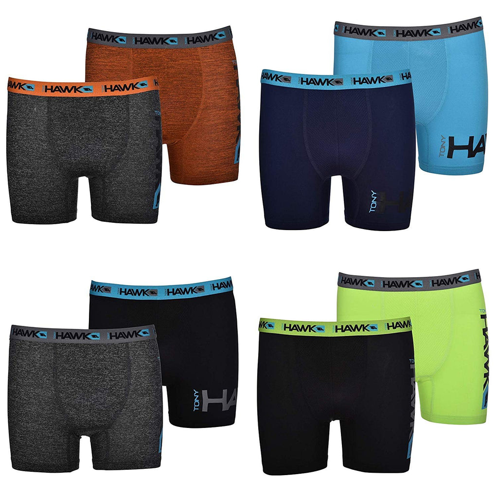 Tony Hawk Boys' Boxer Briefs 8-Pack Performance Dri Fusion Tech Compression No Fly Underwear