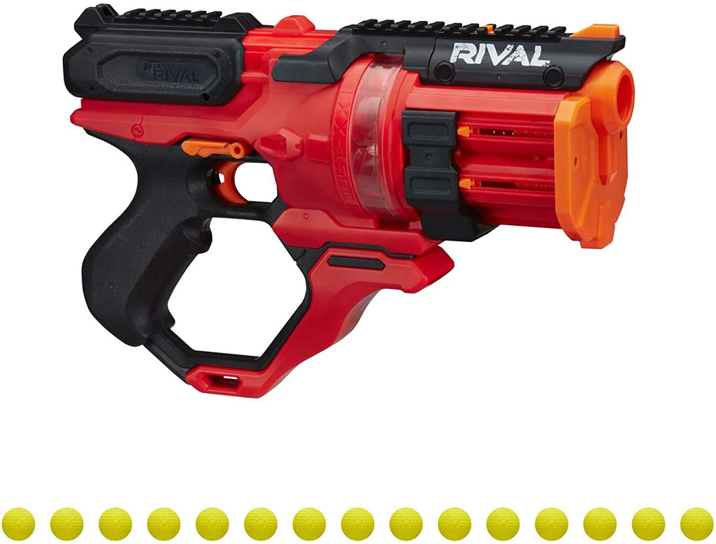 Nerf Rival Roundhouse XX-1500 Red Blaster -- Clear Rotating Chamber Loads Rounds into Barrel -- 5 Integrated Magazines, 15 Nerf Rival Rounds