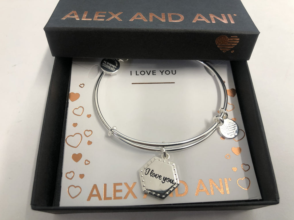 Alex and Ani I Love You IV EWB, SAS, Shiny Antique Silver (A20BILY01SAS)