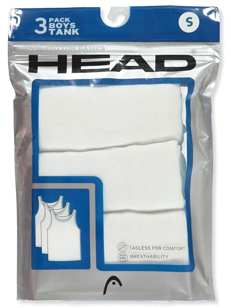 HEAD Boys White A-Shirt 6-Pack - Sizes S-XL