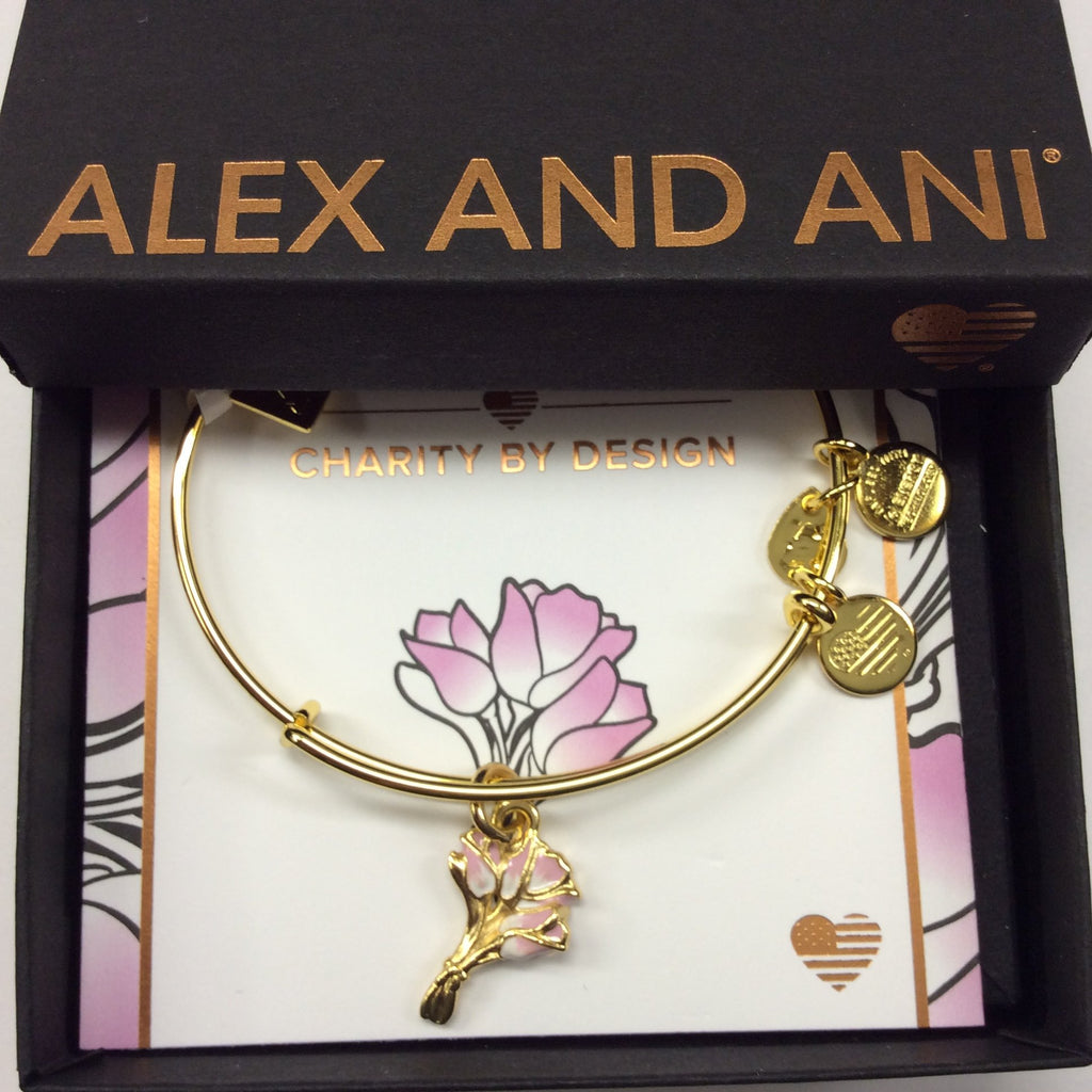 Alex and Ani Womens Charity by Design Pink Tulips Bangle