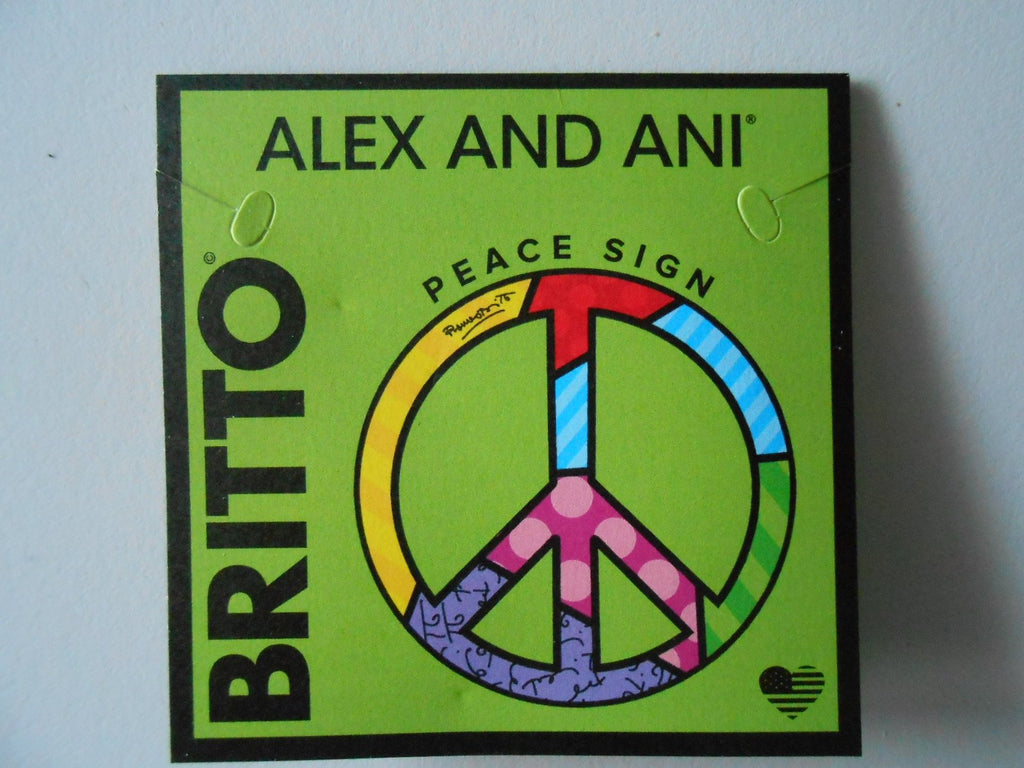 Alex and Ani Art Infusion Necklace Charm | Romero Britto (Silver-Peace Sign)