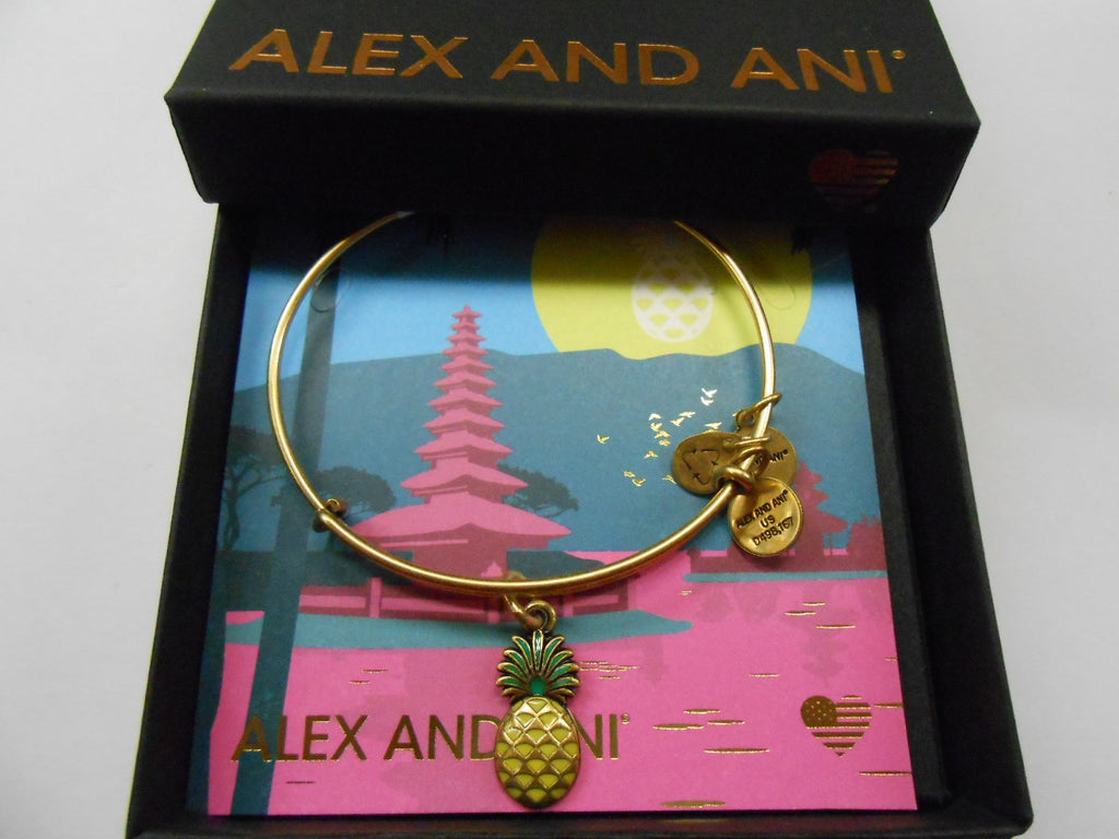 Alex and Ani Women's Color Infusion, Pineapple Bangle Bracelet, Rafaelian Gold, Expandable