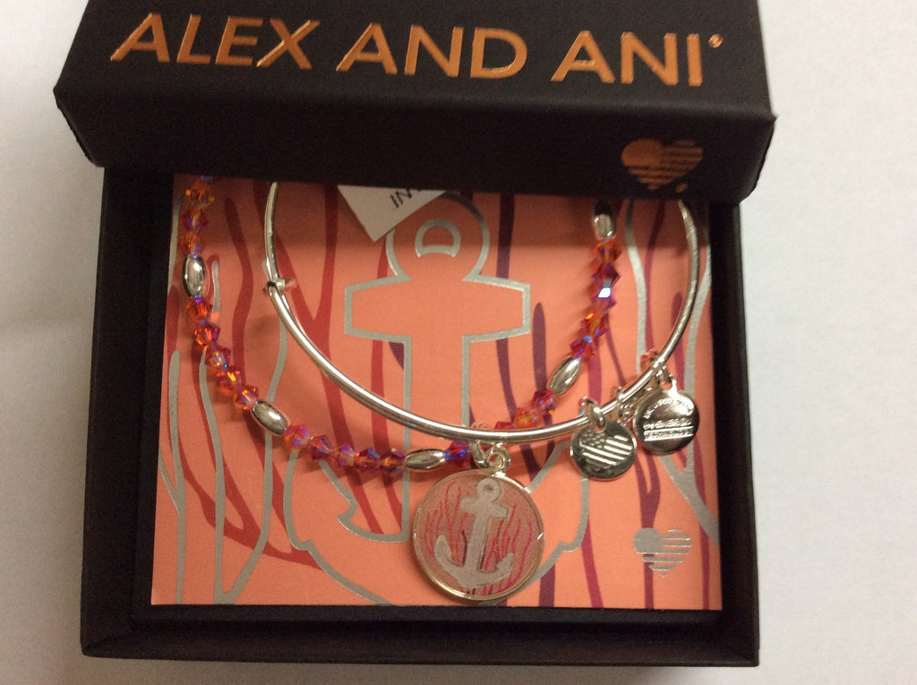 Alex and Ani Womens Art Infusion, Anchor Set of 2 Bracelet