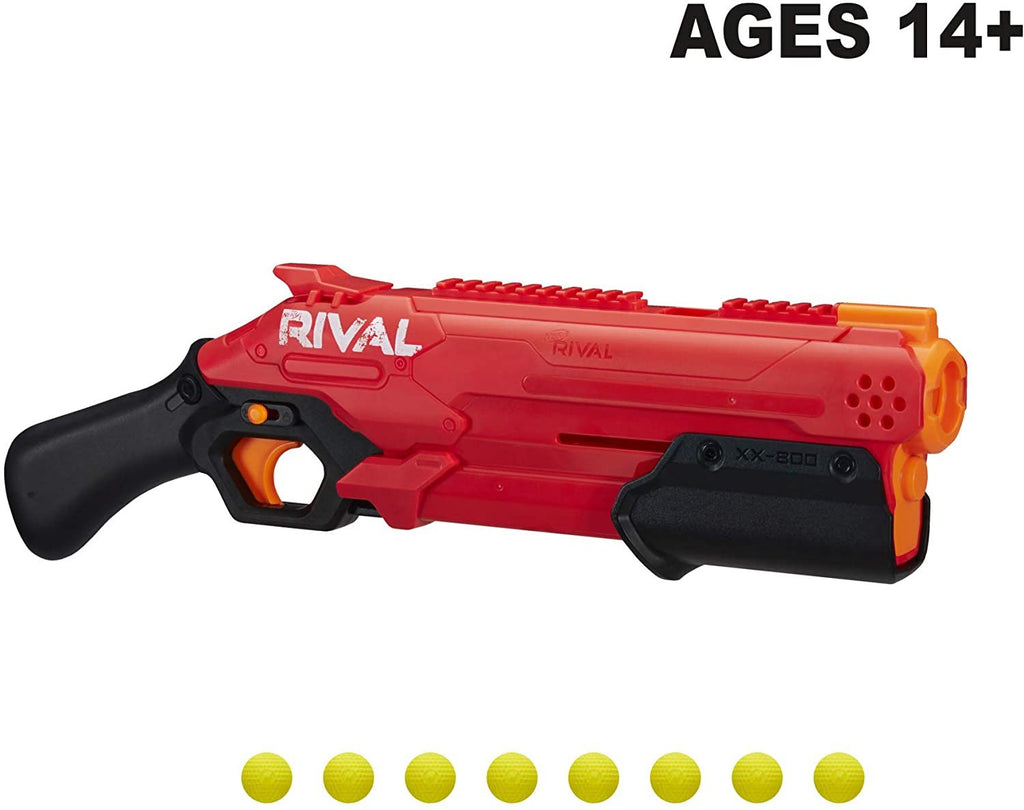 NERF Rival Takedown XX-800 Blaster -- Pump Action, Breech-Load, 8-Round Capacity, 90 FPS, 8 Official Rival Rounds -- Team Red