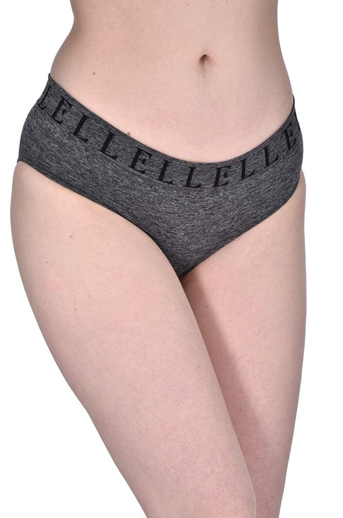 Elle Women's Seamless Hipster Panties - Premium Quality 6-Pack Nylon/Spandex with Printed Waistband