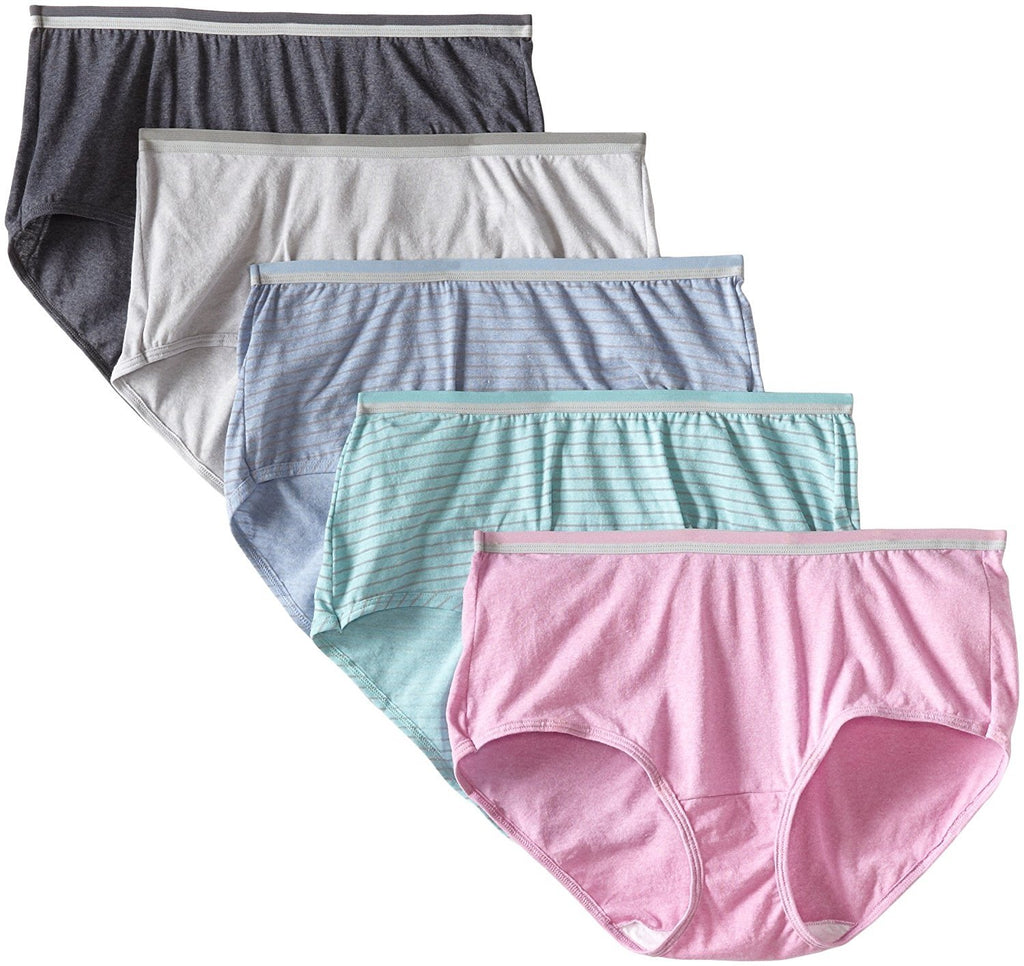 Fruit of the Loom Women's Plus Size "Fit For Me" 5 Pack Heather Brief Panties